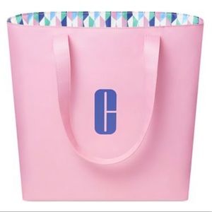2/$25 Clinique Pink Geometric Tote Travel Bag